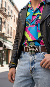 NEW Men Women Silver Metal Fashion Belt Buckle Green Black Robot Animation